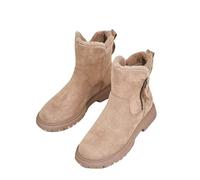 YAOJIWANG Botas Nieve Mujer Invierno Moderno Calentar Piel Forro Botines Retro Boots Zapatos con Cremallera y Hebilla Botas CóModas Antideslizante Sneakers para Exterio Casuales Caminar Regalos