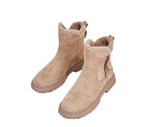 YAOJIWANG Botas Nieve Mujer Invierno Moderno Calentar Piel Forro Botines Retro Boots Zapatos con Cremallera y Hebilla Botas CóModas Antideslizante Sneakers para Exterio Casuales Caminar Regalos