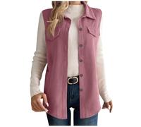 YAOJIWANG Chaleco de pana Mujer Termico Sin Mangas Chaleco de Invierno Largo Chaqueta Mujer Lana pana Invierno con Botón Cálido Chaqueta de Peluche Cálido Jacket Chalecos exteriores para mujer