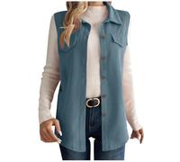YAOJIWANG Chaleco de pana Mujer Termico Sin Mangas Chaleco de Invierno Largo Chaqueta Mujer Lana pana Invierno con Botón Cálido Chaqueta de Peluche Cálido Jacket Chalecos exteriores para mujer