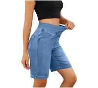 YAOJIWANG Pantalones Cortos Mujer Vaqueros 2026 Moda Bermudas Casual Mezclilla Pantalon Corto Elástico Chandal Bolsillo Shorts Deportivos Rotos Pantalones Cortos Jeans Shorts Denim Playa