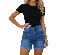 YAOJIWANG Pantalones Cortos Mujer Vaqueros Moda Bermudas Casual Mezclilla Pantalon Corto Elástico Chandal Bolsillo Shorts Deportivos Rotos Pantalones Cortos Jeans Shorts Denim Playa