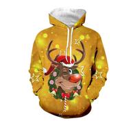 YAOJIWANG Sudadera Navidad para Hombre Suéter Sudaderas Navideñas Reno Manga Larga Pullover Sudaderas Informales Punto con Cuello Redondo Cómodo para Navidad Ropa Festiva Manga Larga Tops