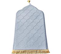 Yaoliucp Alfombra de oración Musulmana Suave de oración, Alfombra islámica turca Tradicional Gruesa 25.6x43 Flanela de Gran tamaño Rezando por la meditación de la Salah Diaria, Musulmana Gris Claro
