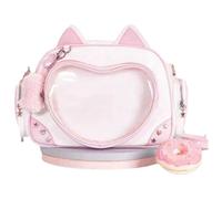 Yaoliucp Bag ita de gato, mochila Kawaii Cat con correas ajustables en forma de pasador de gato exhibición ita bolsa y2k lindo bolso para niñas, gato ita bolsa