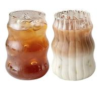 Yaoliucp Casas de café helado 530 ml Vintage Capas para beber para beber 2 tazas de bebidas de paquete Camiseta de vidrio de vidrio helado para bebidas mixtas, agua, cerveza de jugo, cóctel