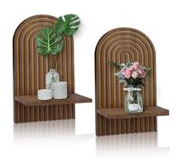 Yaoliucp Estante de Pared Boho de 2 Piezas, estantes de Pared Modernos de Madera, estantes de Modernas de Mediados del Siglo, para la Sala de Estar, salón