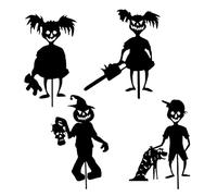 Yaoliucp Halloween Little Devil Silhouette Afrae Children Decoraciones de estatuas de jardín de Metal 4 Piezas, estaca de Patio para niños pequeños