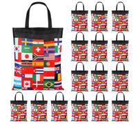 Yaomiao 18 bolsas grandes no tejidas con la bandera de todas las naciones de 15 x 17 pulgadas, bolsas de regalo de fiesta con la bandera internacional del mundo, bolsas de regalo para apertura de