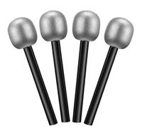 Yaomiao 4 micrófonos falsos de plástico plateado brillante para fiesta de cantante popular para Halloween, cosplay, suministros de discoteca, fiesta de escenario