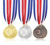 Yaomiao 6 Medallas de Oro Plata Bronce Medallas de Premio Medallas de Premio de Oro Plata Bronce de Primero Segundo Tercero con Cinta para Competencia Decoración de Fiesta Estilo Juego