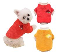Yaopelky 2 piezas de ropa de invierno para perros pequeños y medianos con cuello redondo de forro polar, mono con lindo estampado de frutas, atuendo para gatos para Chihuahua, Yorkie, Teddy