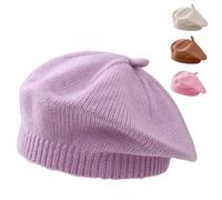 Yaopelky Baby Beret Sombrero Bebé Niña Niñas Otoño Invierno Cálido Gorro Sombrero Pequeña Niña Artista Francés Sombrero de Punto para 0-12 Meses, violeta, 0-12 meses