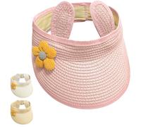 Yaopelky Bebé Niñas Enrollar Paja Sombrero Infantil Lindo Flor Abrir Visera Sombrero Verano Playa Protección Solar Gorra Ajustable para 6M-2Y (FR/ES, Edad, 6 Meses, 2 años, Rosa)