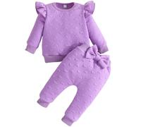 Yaopelky Conjunto de ropa de otoño e invierno para niñas pequeñas, sudadera de manga larga con pajarita