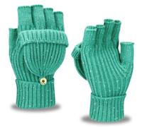 Yaopelky Guantes de invierno sin dedos para mujer y hombre, medias y completas, brillantes, tejidos, con pulgar y tapa, convertibles, manoplas térmicas, One Size for most adults