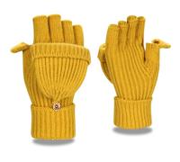 Yaopelky Guantes de invierno sin dedos para mujer y hombre, medias y completas, brillantes, tejidos, con pulgar y tapa, convertibles, manoplas térmicas, One Size for most adults