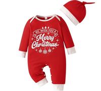 Yaopelky Mi 1er Conjunto de Navidad con Gorro Mono de bebé recién nacido Ropa Feliz Navidad Bebé Niño Niña Mono de una pieza para bebé (Rojo, 3-6 Meses)