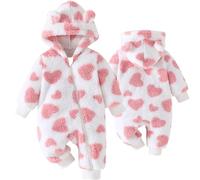 Yaopelky Ropa de Bebé Recién Nacido Lindo Traje de Nieve Oso Bebé Fleece Romper con Capucha Niño Pequeño Una Pieza Jumpsuit Bodysuits para Bebé Niñas (Rosa, 12-18 Meses)
