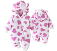 Yaopelky Ropa de Bebé Recién Nacido Lindo Traje de Nieve Oso Bebé Fleece Romper con Capucha Niño Pequeño Una Pieza Jumpsuit Bodysuits para Bebé Niñas (Morado, 12-18 Meses)