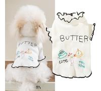 Yaopelky Ropa de perro para perros pequeños, camisa de manga larga transpirable para cachorros, lindo disfraz de perrito con volantes, camiseta de verano para mascotas, ropa para gatos, camisas yorkie