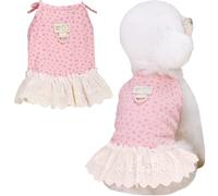 Yaopelky Ropa de verano para perros pequeños y medianos, gato, margaritas, lindo vestido para mascotas con anillo en D, trajes para cachorros, camisa para Shih Tzu, Yorkie, Chihuahua Colthe (rosa, M