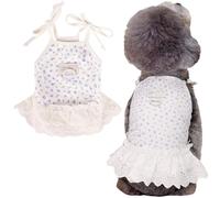 Yaopelky Ropa de verano para perros pequeños y medianos, gato, margaritas, lindo vestido para mascotas con anillo en D, trajes para cachorros, camisa para Shih Tzu, Yorkie, Chihuahua Colthe (beige, M