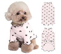 Yaopelky Ropa para Mascotas para Perros pequeños y Gatos, Camisa con Estampado de corazón para Verano, otoño, con Volantes, Manga Larga, Trajes para Chihuahua, Schnauzer, Shih Tzu Yorkie (Rosa, M)
