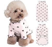 Yaopelky Ropa para Mascotas para Perros pequeños y Gatos, Camisa con Estampado de corazón para Verano, otoño, con Volantes, Manga Larga, Trajes para Chihuahua, Schnauzer, Shih Tzu Yorkie (Rosa, Talla