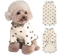 Yaopelky Ropa para Mascotas para Perros pequeños y Gatos, Camisa con Estampado de corazón para Verano, otoño, con Volantes, Manga Larga, Trajes para Chihuahua, Schnauzer, Shih Tzu Yorkie (café, XL)