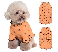 Yaopelky Ropa para Mascotas para Perros pequeños y Gatos, Camisa con Estampado de corazón para Verano, otoño, con Volantes, Manga Larga, Trajes para Chihuahua, Schnauzer, Shih Tzu Yorkie (Naranja, M)