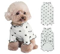 Yaopelky Ropa para Mascotas para Perros pequeños y Gatos, Camisa con Estampado de corazón para Verano, otoño, con Volantes, Manga Larga, Trajes para Chihuahua, Schnauzer, Shih Tzu Yorkie (Gris, L)