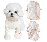 Yaopelky Ropa para mascotas para perros pequeños y medianos, camisas de manga larga con volantes para cachorros, pijamas para perros chihuahua Shih Tzu Yorkie (naranja, XS)