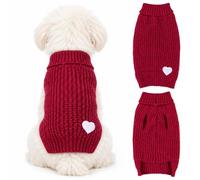 Yaopelky Suéter de punto para perros pequeños, cuello alto, ropa cálida de invierno para cachorros, suéter suave y elástico para perros pequeños y medianos, gatos, ropa de chihuahua yorkie (rojo, S (1