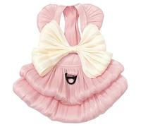Yaopelky Vestido de Princesa para Perros Pequeños Vestido de Lazo de Gato con Anillo en D Vestido de Novia de Perro Niña Lindo Falda Tutú de Cachorro Disfraz de Verano de Perrito,Rosa,L(3.5-5kg)