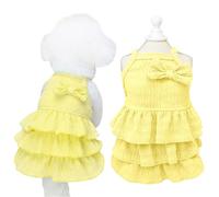 Yaopelky Vestido para Gato Ropa para Perros para Perros Pequeños y Medianos Niña Vestidos de Capas en Forma de Pastel para Cachorros con Lazo Vestidos Lindos para Perros de Verano Trajes para Mascotas