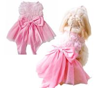Yaopelky Vestidos de Boda para Perros pequeños Rose Flower Bowknot Dog Cat Dress Puppy Vestido de Tul Disfraz de Mascota para Yorkie Teddy Chihuahua