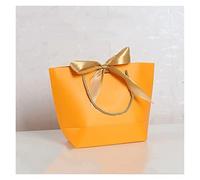 yaoqijie 10pcs caja de regalo de gran tamaño envasado mango de oro bolsas de regalo de papel de papel kraft papel con asas de boda fiesta de cumpleaños lasting ( Color : Orange , Size : 10PCS_36X26X11