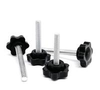 yaoqijie 2/5pc M4 M5 M6 M8 M10 Black Plastic Hand Tighten Thumb Screw Six-Lobe Head Thumbscrew Adjust Clamping Bolt Toolless 8-100mm long lasting(5pcs M5 (Head 31mm),20mm)