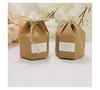 yaoqijie 25 / 50pcs Caja de papel Kraft Caja de cartón Hexagon Caja de caramelo con cuerda de cáñamo Bricolaje Favor y regalos fiesta de navidad decoración de la boda lasting ( Color : Style 2 , Size