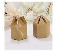 yaoqijie 25 / 50pcs Caja de papel Kraft Caja de cartón Hexagon Caja de caramelo con cuerda de cáñamo Bricolaje Favor y regalos fiesta de navidad decoración de la boda lasting ( Color : Style 1 , Size