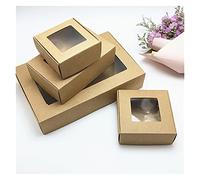 yaoqijie 50 unids Multi tamaño Cute Cuadro Kraft Packaging Box Party Favor Supplies Hecho A Mano Jabón Chocolate Caramelo Cartón de Almacenamiento lasting (Color : Brown-Window, Size : 20x15x2.5cm)