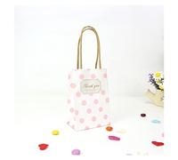 yaoqijie 50pc Stripes / Points Favores de boda y regalos Ajuste for los huéspedes Decoraciones de la fiesta de cumpleaños Niños Papel Bolsas de regalo con asas lasting ( Color : Points White label , S