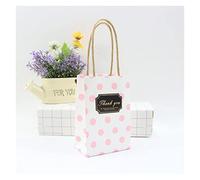 yaoqijie 50pc Stripes / Points Favores de boda y regalos Ajuste for los huéspedes Decoraciones de la fiesta de cumpleaños Niños Papel Bolsas de regalo con asas lasting ( Color : Points Black label , S