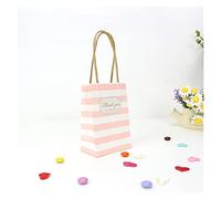 yaoqijie 50pc Stripes / Points Favores de boda y regalos Ajuste for los huéspedes Decoraciones de la fiesta de cumpleaños Niños Papel Bolsas de regalo con asas lasting ( Color : Stripes White label ,