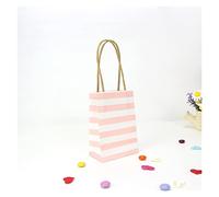 yaoqijie 50pc Stripes / Points Favores de boda y regalos Ajuste for los huéspedes Decoraciones de la fiesta de cumpleaños Niños Papel Bolsas de regalo con asas lasting ( Color : Pink Stripes , Size :