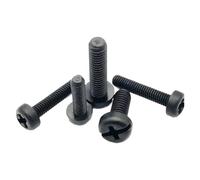yaoqijie 50pcs M2 .5 M3 M4 Black White Nylon Plastic Phillips Pan Head Cross Round Screw Bolt length 5mm-25mm lasting(Black,15MM_M4 50PCS)