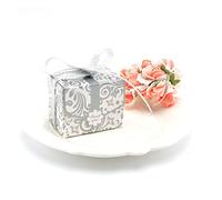 yaoqijie Boda dela caja del caramelocreativooro /astillafavor de partidopopular de la bodaAzúcar cajade regalobolsas de papelcon la cintaCajasextras lasting ( Color : Silver , Size : 100PCS_7X5X5.3CM