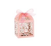 yaoqijie Cajas de ajuste de boda de corte con láser, caja de regalo de caramelo de estilo de aves clásico Decoración de boda rústica Ducha nupcial Favor de Favor de Favor lasting ( Color : Rosa , Size