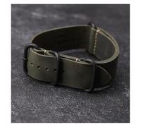 yaoqijie Capa superior de cuero de vaca Retro hecho a mano Crazy Horse cuero Zulu correa de reloj 18mm 20mm 22mm 24mm 26mm negro marrón verde correa lasting(Green,24MM_BLACK BUCKLE)